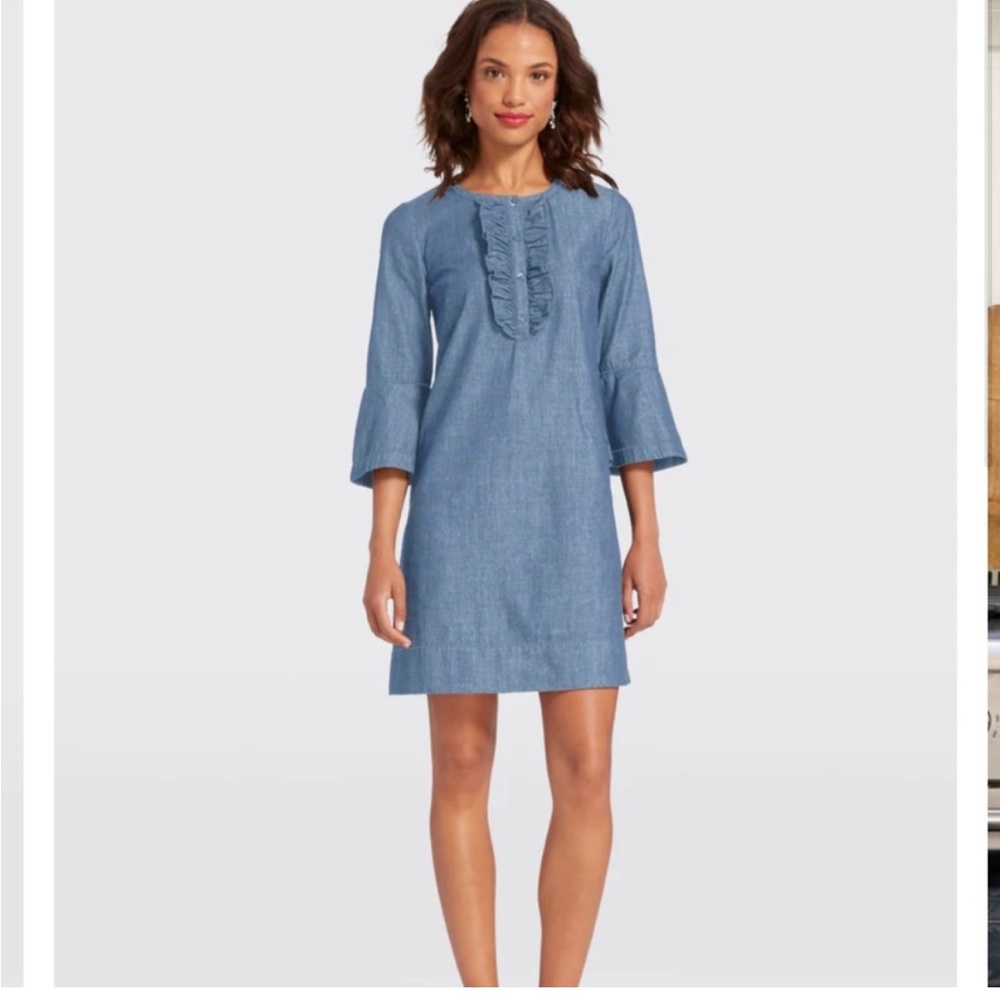 Draper James chambray shirt dress in light wash